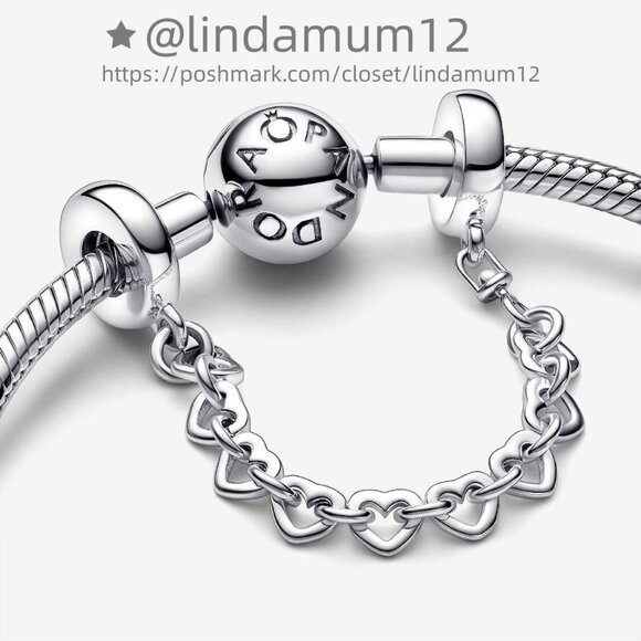 Pandora Linked Hearts Safety Chain - Picture 2 of 4